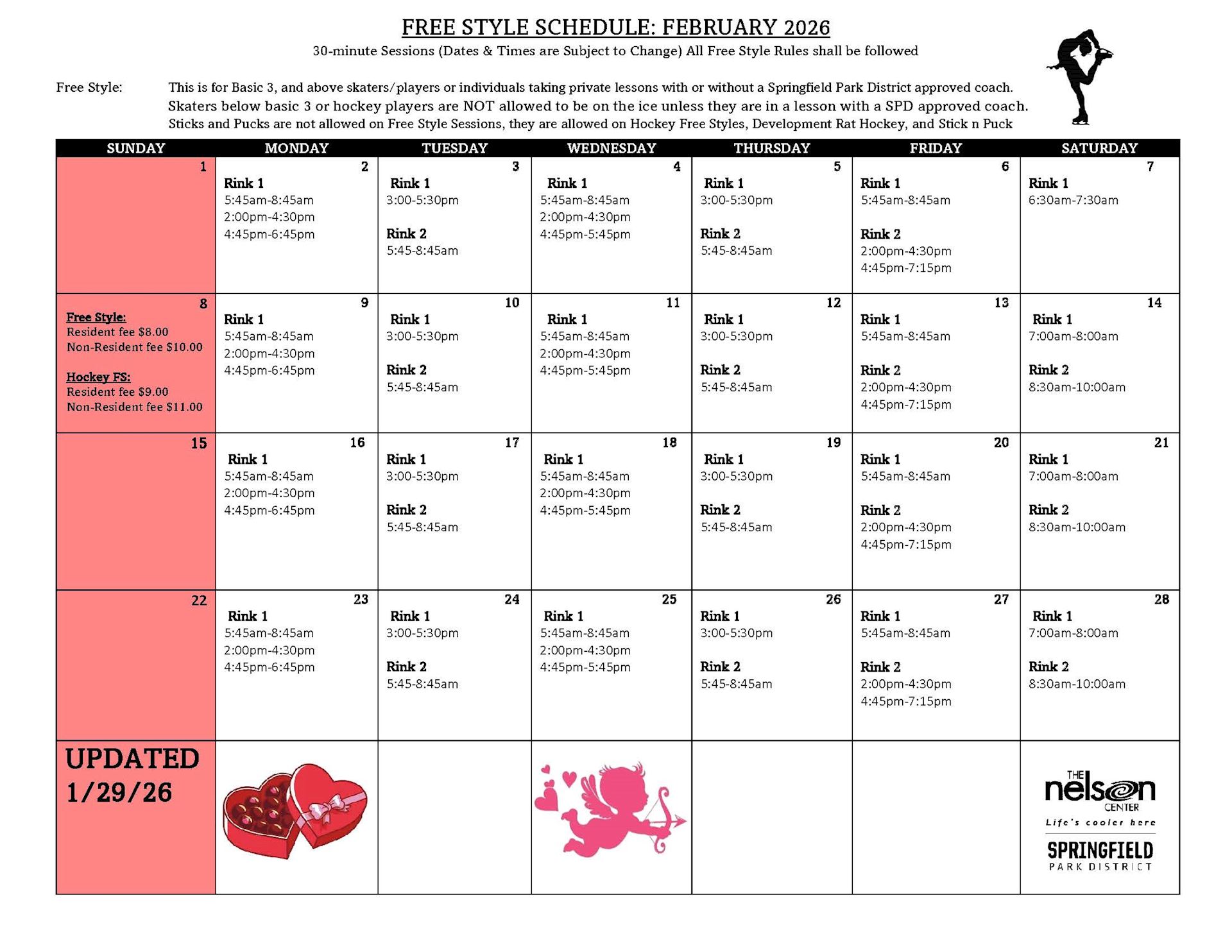 February Free Style Schedule